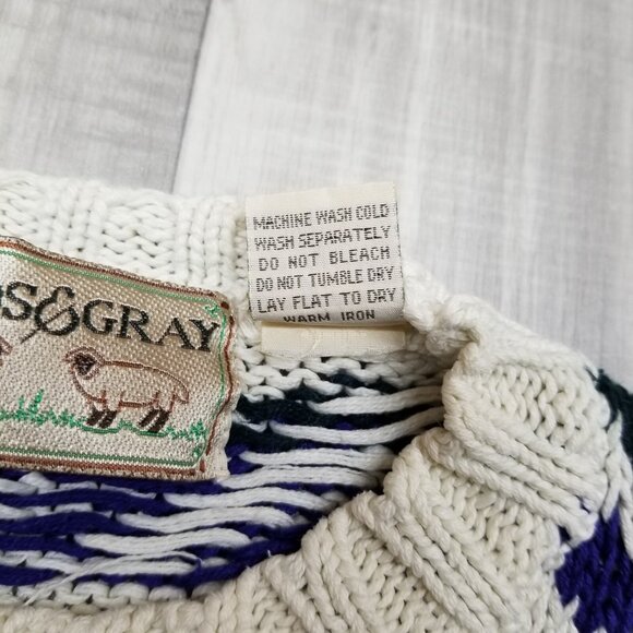 ✅VTG WOODS & GRAY Women's SMALL Sweater Nordic Geometric Y2K * PILING, STAINING - Picture 7 of 12
